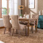 Espresso Brown Mid Century Modern Dining Chairs Set of 6, Velvet Upholstered Kitchen & Dining Room Chairs with Nailhead Trim & Solid Wood Legs, Elegant Sillas De Comedor (Coffee, 6 Pcs)