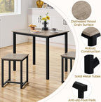 Yaheetech 3 Piece Dining Table Set - Kitchen Table & Chair Sets for 2 - Compact Table w/ 2 Stools & Space Saving Design for Dining Room Living Room Kitchen, Gray