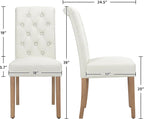 Yaheetech Dining Chairs Set of 4 Fabric Upholstered Dining Room Chairs with Button Tufted High Back and Solid Wood Legs for Kitchen/Living Room/Restaurant, Modern Style, Beige