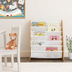 Humble Crew Kids Bookshelf, 6-Tier Front-Facing Book Display Organizer, Montessori Toddler Bookcase for Playroom, Bedroom & Reading Corner, White/Natural Wood | Humble Crew