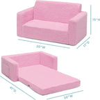 Delta Children Cozee Flip-Out Sherpa 2-in-1 Convertible Sofa to Lounger for Kids, Pink