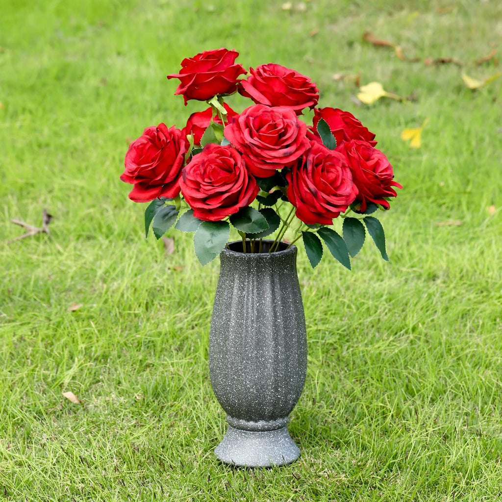 10” Cemetery Vases with Metal Spike for Artificial Flower Grave Decorations | Headstones Flower Holder with Drainage Hole for Artificial Flowers-Cemetery Vases for Grave Memorials Sympathy Gift