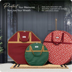 Covermates Keepsakes Wreath Storage Bag – Heavy-Duty Polyester with Buckle Straps & Interior Pouch – Protective Holiday Wreath Organizer with Handles, D-Ring & Label Window, Green