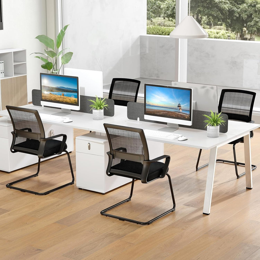 Tangkula Office Guest Chair Set of 12, Reception Chairs Conference Room Chairs with Adjustable Lumbar Support & Sled Base, Modern Mid Back Mesh Desk Chair no Wheels