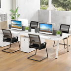 Tangkula Office Guest Chair Set of 12, Reception Chairs Conference Room Chairs with Adjustable Lumbar Support & Sled Base, Modern Mid Back Mesh Desk Chair no Wheels