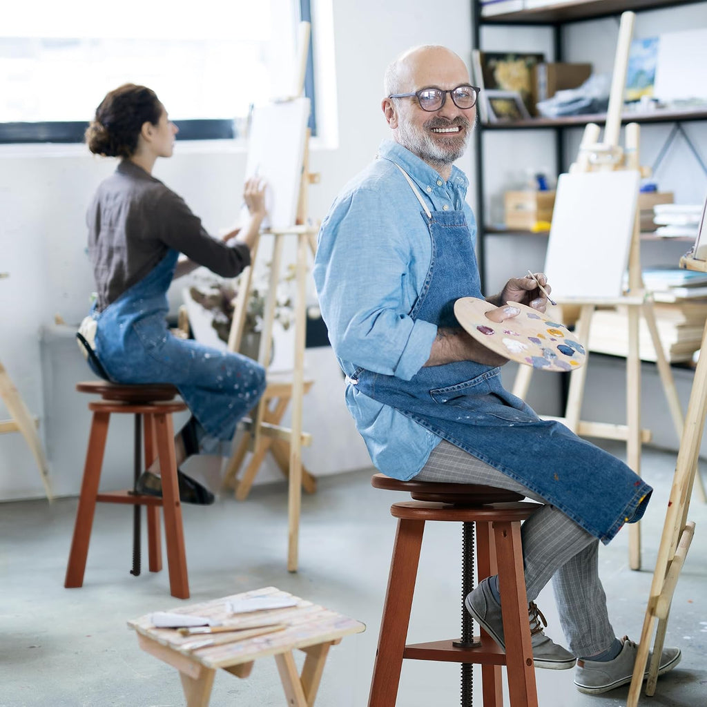 VISWIN Adjustable Drafting Stool, Beech Wood, Artist Stool Chair, Supports Up to 176 Lbs, for Artists, Studio, Home Use, Office, Kitchen, Walnut