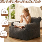 Kids Bear Ear Bean Bag Chair, Stuffed Toddler Sofa Chair with Pocket, Lazy Floor Chair for Boys and Girls, for Gaming, Reading, Nursery Playroom Bedroom