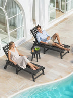 Outdoor Side Table, HDPE Weather Resistant Small Patio Table for Porch and Balcony, 200 LBS Capacity Heavy Duty Small Outdoor Table for Backyard and Pool, Easy Maintenance, Black