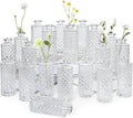 Clear Glass Bud Vase, 20 Pack Living Bud Vases, Small Diamond Bud Vases in Bulk, Mini Flowers Vases for Table Centerpiece, Office, Wedding Reception, Home Decor