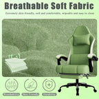 Gaming Chair, High Back Fabric Game Chair with Pocketed Spring Cushion and Footrest, Height Adjustable Computer Chair for Adults (Green)