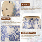 Ceramic Scroll Planter 6.5 Inch Chinoiserie Floral Vase with Drainage Holes Vintage Flower Vase Flower Pot Rustic Ceramic Pots for Indoor Plants Garden Home Bookshelf Decor (Blue)