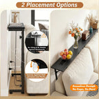 Adjustable Behind Couch Table with Outlets, Black