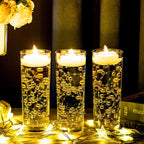 Tondiamo 24 Pcs Artificial Pearl String for Floating Candle Faux Pearls Beads String Garland Centerpiece Decoration for Vases Filler Wedding Spring Holiday Party Decor(Gold)