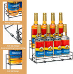 8 Bottles Coffee Syrup Rack Organizer, Coffee Syrup Stand Holder, 2 Tier Coffee Syrup Organizer for Coffee Bar Station, Wine Rack for Countertop, Bottle Display Shelf for Cocktail, Dressing