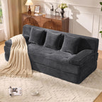 78.7IN Folding Sofa Bed - Convertible Sleeper Sofa Couch with Zippered Pillows, 3 Seater Couches Bed for Living Room, Bedroom, Apartment, No Assembly Required, Freestanding, Corduroy, Gray