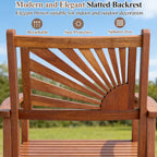 COSTWAY Outdoor Bar Chairs Set of 2, 29'' Tall Acacia Wood Barstools with Back Support, Armrest and Footrest, Patio High Top Chairs for Backyard, Poolside, Deck, Garden