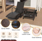 Outdoor Patio Chaise Chair Wicker Lounge Chairs for Outside Pool Chaise Lounge Set of 2 PE Rattan Recliners with Side Shelf & 6-Position Adjustable for Deck Yard Beach Poolside, Red