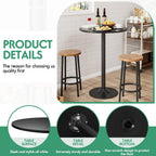 Shahoo Round Bar Table, Cocktail Tables with Metal Base & MDF Top, for Bistro Pub, Cafe, Dark Black