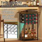 3-Tier Wine Rack Freestanding Floor Cabinet Corner Bar Cabinet Bar Cart,12 Individual Wine Storage Bottle Compartments Corner Bar Cabinet Holder,Wood + Black Frame Liquor Cabinet,Small Shelf For Homes