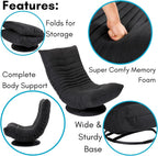 BIRDROCK HOME Swivel Floor Chair - 360 Adjustable Memory Foam Lounge Seat - Gaming - Comfortable Back Support - Cushion Dorm Rocker - Comfy for Reading Game Meditating - Fully Assembled (Charcoal)