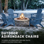PLUUV Folding Adirondack Chair Set of 4, Easy Storage Space Saving, 380 LBS Capacity Weather Resistant HDPE with Two-Cup Holder for Outdoor Patio Fire Pit Gathering, Navy
