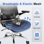 marrap Ergonomic Office Chair, Mesh Seat Cushion with 3D Armrests and 3D Headrest, Adjustable Lumbar Support with 90-120° Rocking Function for Home Office, Black