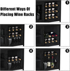 GAOMON Wine Bar Cabinet with Detachable Wine Rack, Bar Cabinet with Storage Space & Glass Holder, Mesh Door, Small Buffet Sideboard for Liquor and Glasses