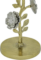 Flower Side Table with Glass Top | Decorative Sculptural End Table | Aluminum Base | Accent Table for Living Room | 16x16x23.75