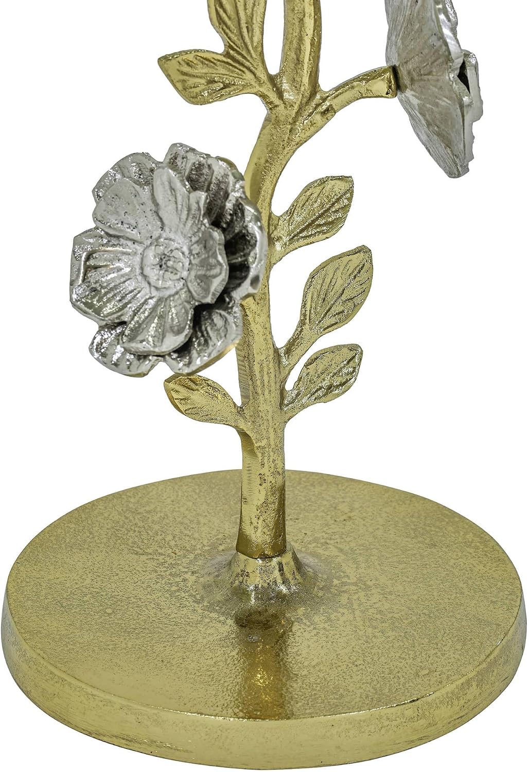 Flower Side Table with Glass Top | Decorative Sculptural End Table | Aluminum Base | Accent Table for Living Room | 16x16x23.75