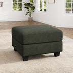 HONBAY Modern Corduroy Ottoman Module Sofa, 28.4 Inch Square Ottoman Bench with Storage, Green