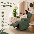 ERYE Power Reclining Chair Corduroy Upholstered Nursery Armchair,Glider Rocker Swivel Recliner W/Vibration Heat,USB-C Ports,Cupholder,Hidden Storage & Adjustable Headrest