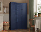 Palace Imports Solid Wood Kitchen Pantry Cabinet - 71.5" H x 48.5"W – Storage Cabinet w/ 6 Shaker Doors, 2 Drawers & 8 Adjustable Shelves – Navy Blue, 100% Renewable Eco-Friendly Wood, Made in Brazil