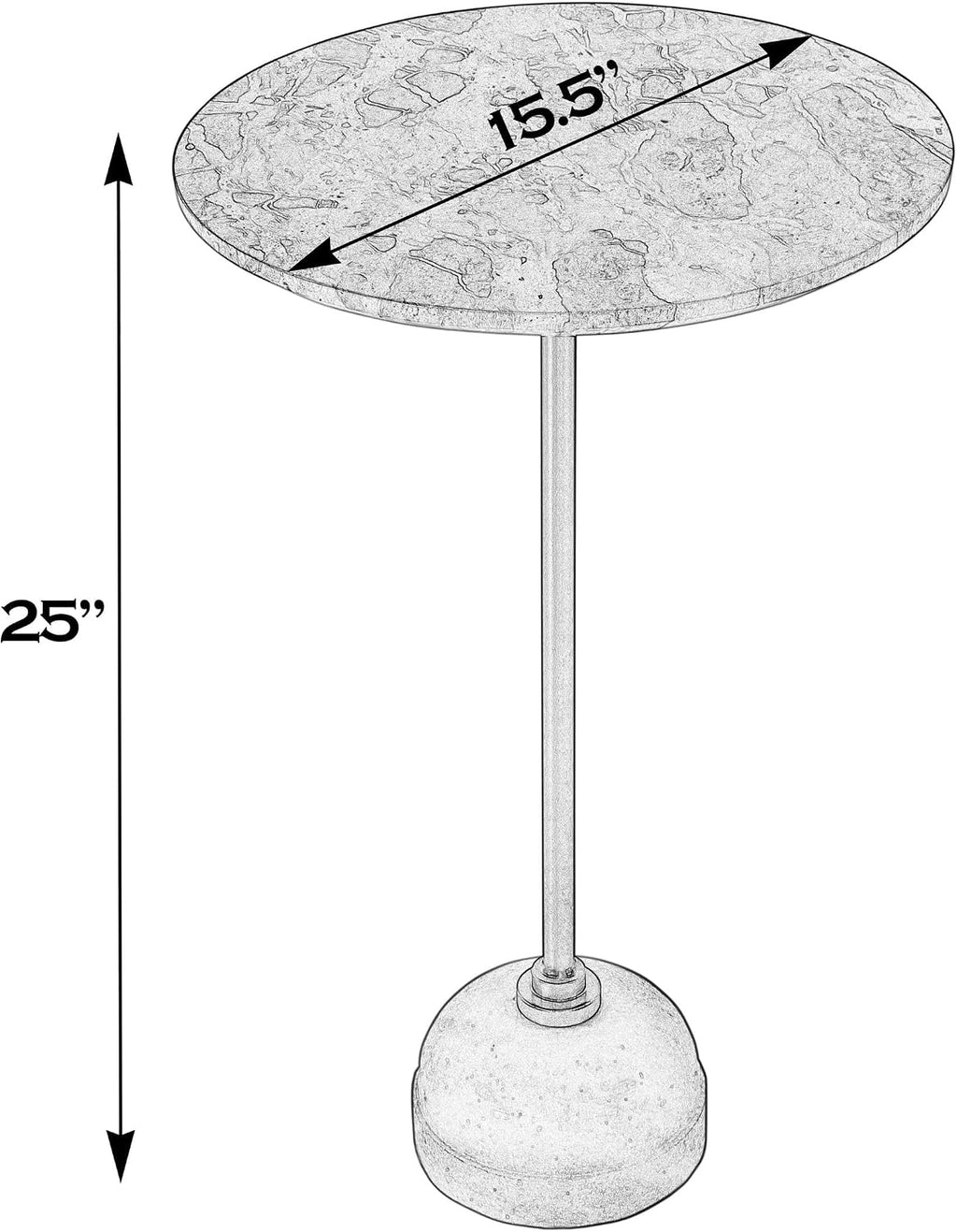 Butler Specialty Company Zion 16" Round Marble and Iron Side Table - Beige/White