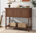 ARTPOWER Console Table for Entryway, Retro Wooden Table with Storage, 2 Doors & Drawers and Open Shelf, Behind Couch Sofa Table for Living Room, Foyer, Hallway, Brown