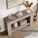 Garvee Farmhouse Console Table for Living Room, Long Console Table for Entryway, 2-Tier Large Sofa Table with Storage, Entryway Entry Table for Entrance, Hallway, Grey, 47"