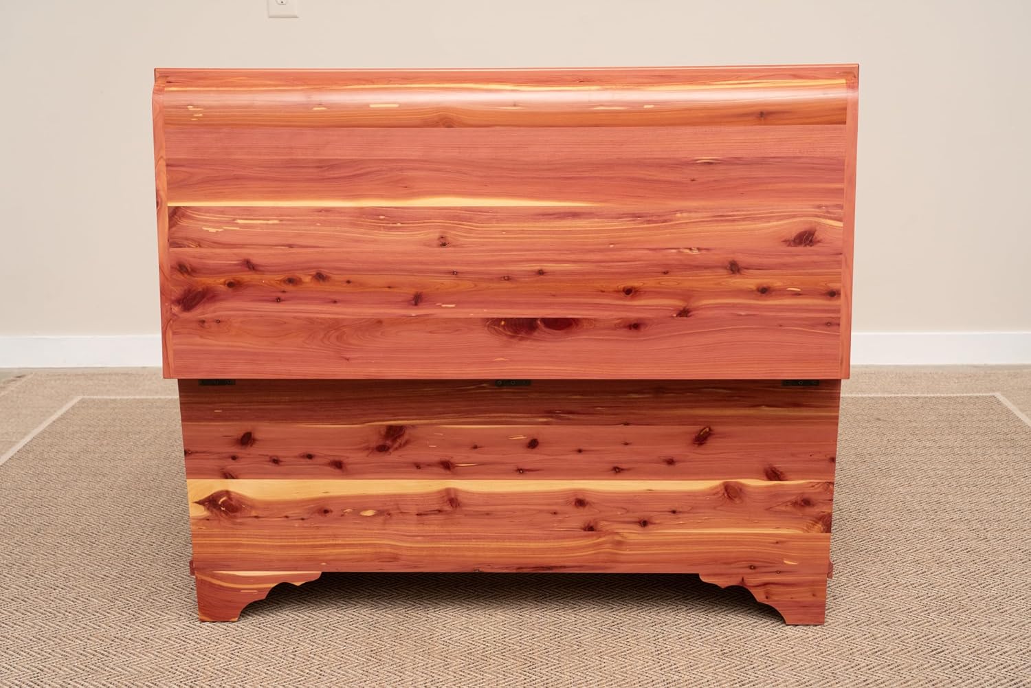 Rustic Red Door Co. Cedar Hope Chest with Waterfall Top, Amish Made Wooden Storage Trunk Box for Bedroom, Blanket, Clothes, Anti-Slam Hinges and Lock, 46", Cedar Wood, Natural Stain