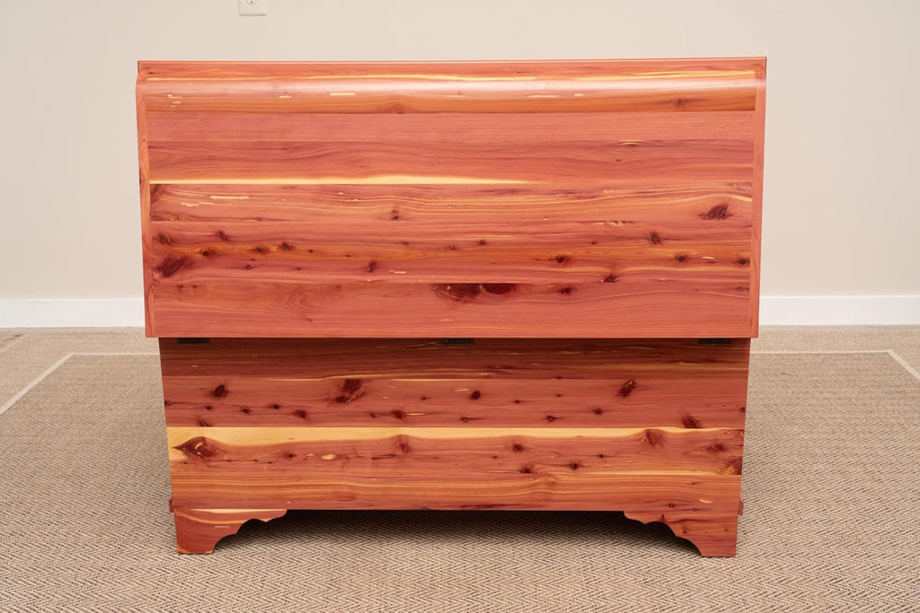 Rustic Red Door Co. Cedar Hope Chest with Waterfall Top and Tray, Amish Made Wooden Storage Trunk Box for Bedroom, Blanket, Clothes, Anti-Slam Hinges and Lock, Cedar Wood, Natural Stain, 36" Long