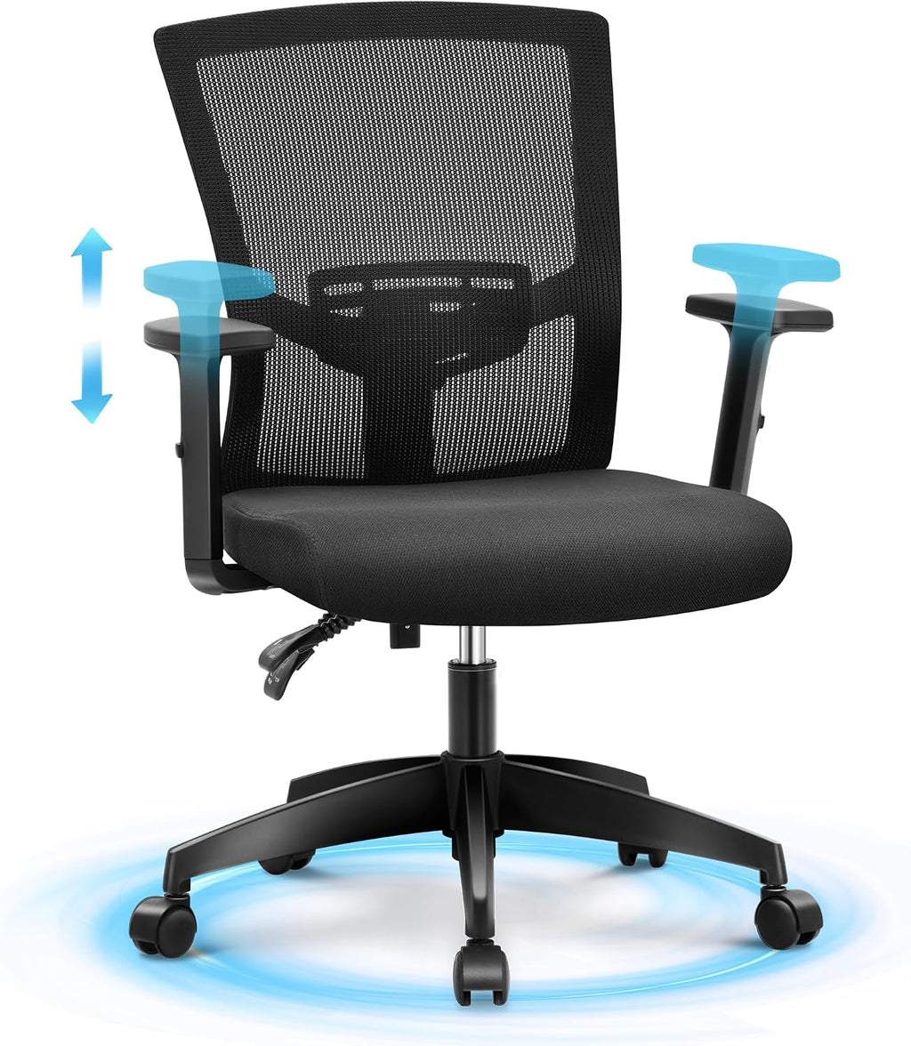 MAISON ARTS Mesh Office Chair Ergonomic Home Desk Chair Mid-Back Computer Task Chair with Breathable Mesh and Adjustable Armrests for Home Office