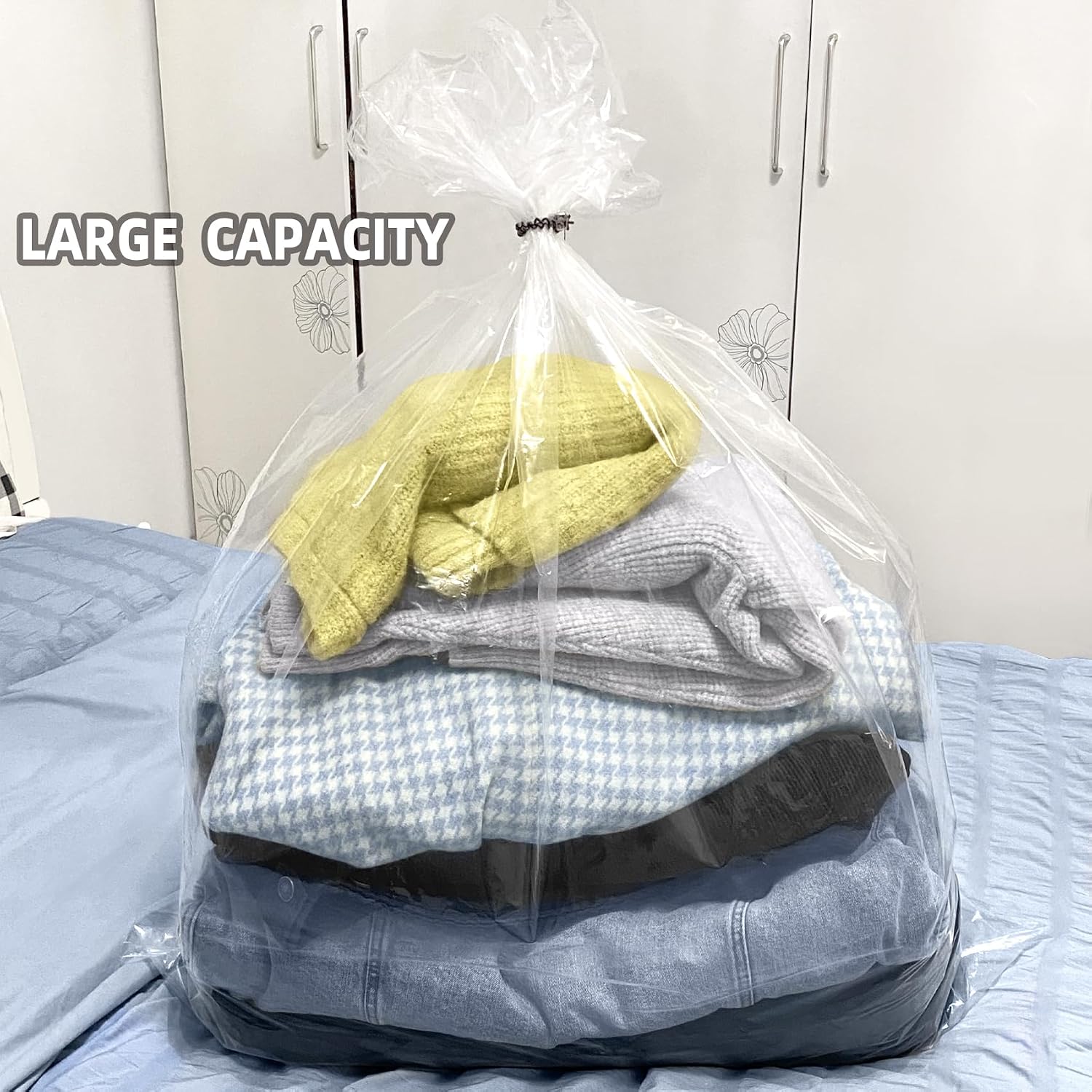 32x42 Inches Large Clear Plastic Storage Bags,Big Giant Jumbo Huge Plastic Storage Bags for Blanket, Duvets, Pillows, Comforters and More 5 Pieces
