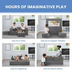 Delta Children Convertible Sofa and Play Set for Kids and Toddlers Modular Foam Couch and Flip Out Lounger with 2 Ottomans, Grey