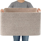 JMvicyroam Woven Blanket Basket,65L Large Storage Bin for Blankets Toys Clothes,Decorative Rope Basket for Living Room Bedroom with Handles, Oatmeal
