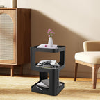 3 Tier Side Table, Black Carbon Steel End Table, Freestanding Modern Bedside Table for Living Room, Bedroom, Office, Sofa Side and Small Spaces