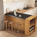 Little Tree 55 Inches Kitchen Island, 4-Tier Kitchen Storage Cabinet with Large Worktop & Leg Room, Modern Wooden Kitchen Stationary Island for Dining Room, Coffee Bar Cabinet for Living Room, Oak