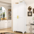 71" Tall Metal Pantry Storage Cabinet with Doors and 4 Adjustable Shelves, Freestanding White Cupboard for Kitchen, Dining Room or Living Room