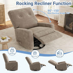 Garvee Nursery Recliner Chair, 360° Swivel Rocking Glider Chair for Adults with Adjustable Backrest & Footrest, Cozy Corduroy Upholstered Armchair for Living Rooms, Bedrooms, Apartments, Light Brown
