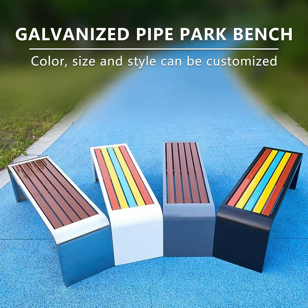 Outdoor Bench Weatherproof Clearance Garden Porch Bench Curved Backless Natural Design with Oiled Finish Never Deformation or Fade for Porch Pool Garden Lawn(Red,100cm/39in)