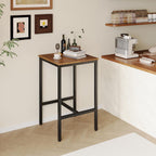Lutown-Teen Square Bar Table, High Top Table - Industrial Metal Frame for Small Spaces & Narrow Kitchens, 23.6x23.6x36.9 in (LxWxH), Easy Assembly, Mahogany and Black