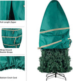 Christmas Tree Storage Bag - Upright Zippered Canvas Cover for 9-Foot Artificial Trees with Buckle Straps and Cinch by Tiny Tim Totes (Green)