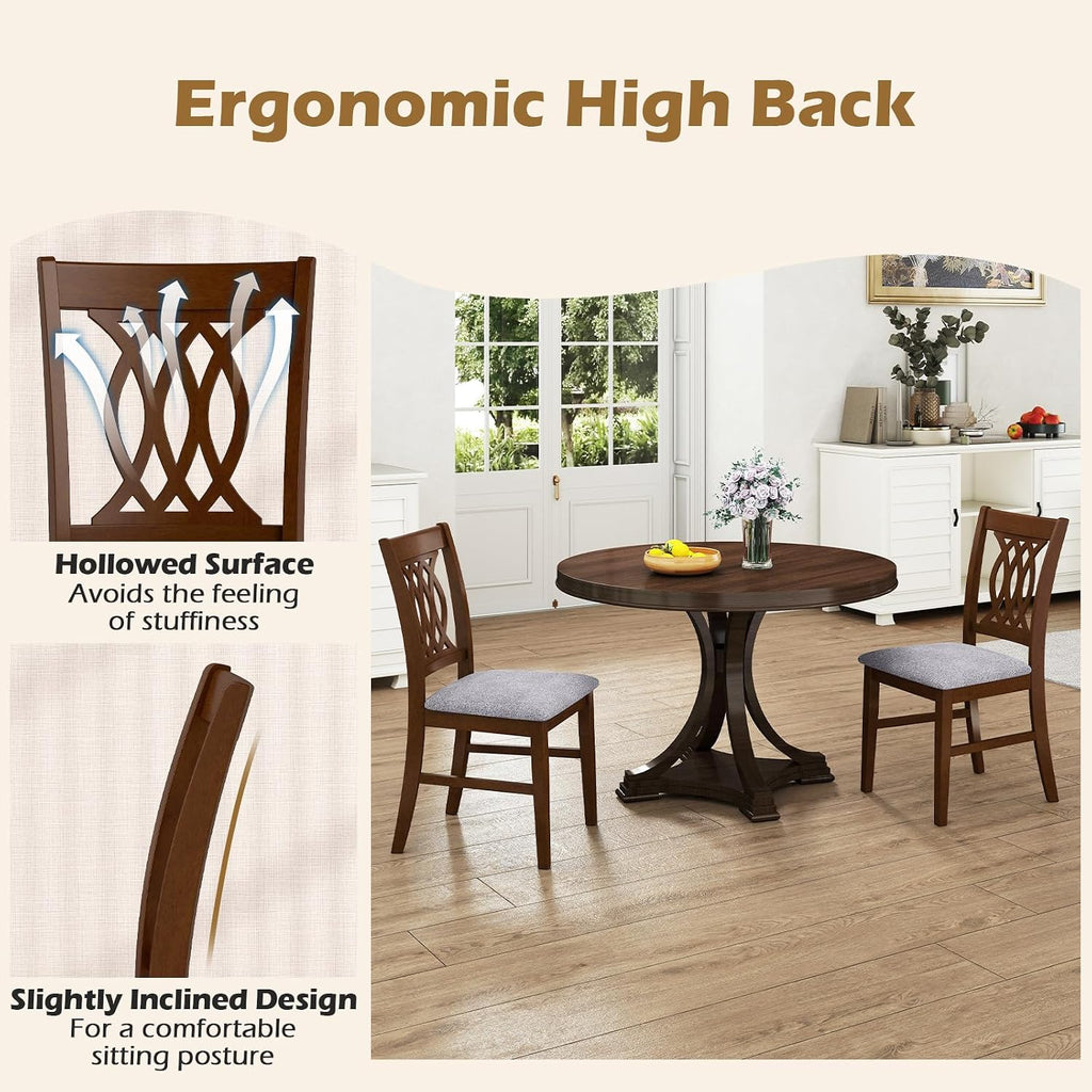 GOFLAME Wooden Dining Chairs Set of 4, Fabric Upholstered Kitchen Chairs with Padded Seat and Rubber Wood Frame, Farmhouse Armless Side Chairs for Dining Room, Living Room, Restaurant