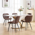 Dining Chairs Set of 4, Comfy Modern Dining Chairs with Thick Cushions, Upholstered Fabric Kitchen Side Chairs with Adjustable Metal Legs for Dining Room (Brown)